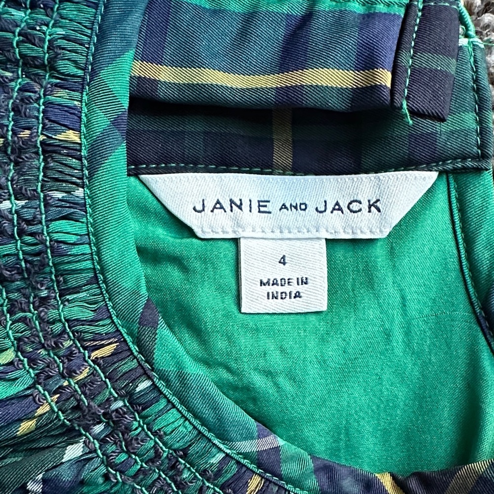 Janie and Jack Plaid Green Kids Dress - Picture 3 of 3
